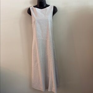 Sleeveless White Striped Maxi Dress